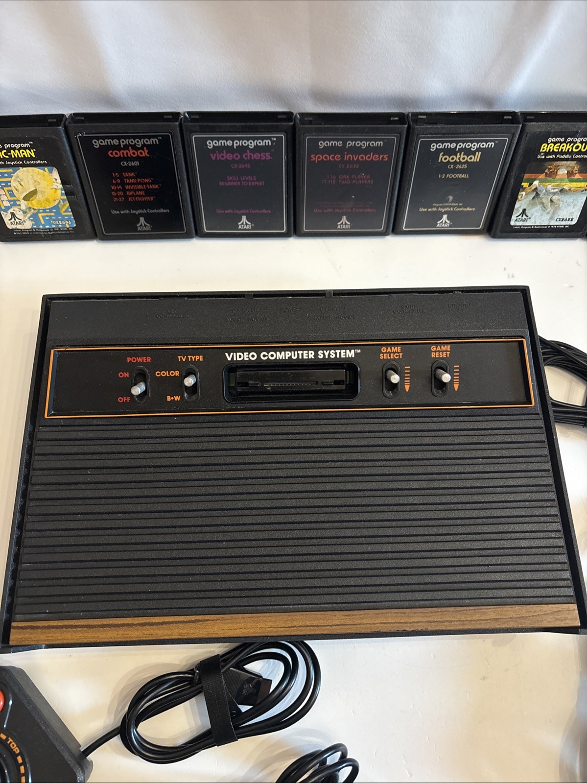 VTG Atari CX-2600 Video Game Console Bundle Tested/Works 7 games 1 Manual 4 Cont