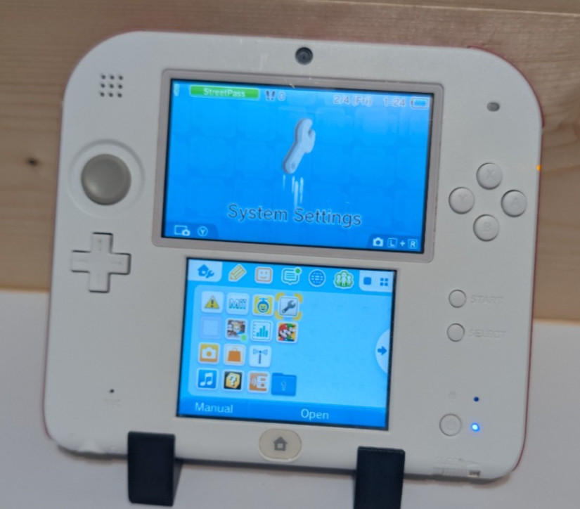 Nintendo 2DS White/Red US Version W/Cable & SD *Tested*