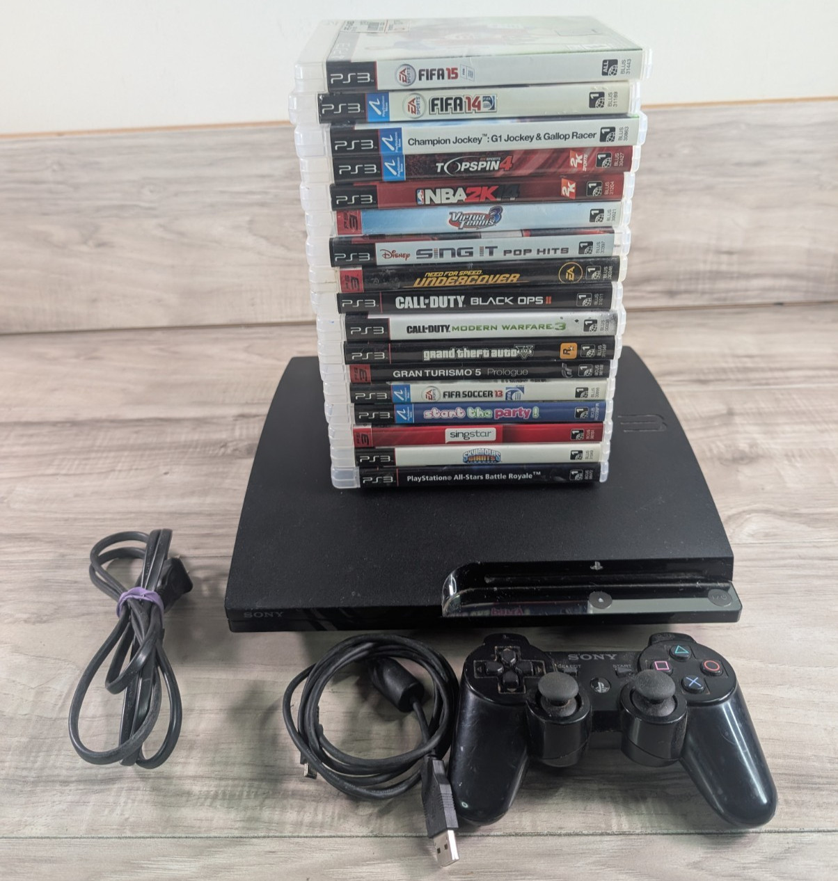 Sony PlayStation 3 Charcoal Black Console 320 GB CECH-2501B + 17 GAMES