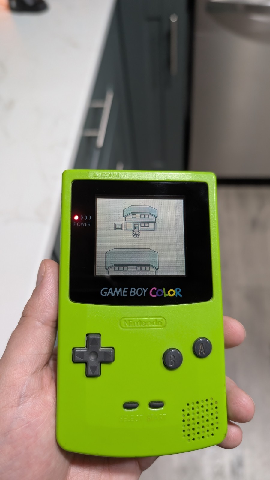 Nintendo Game Boy Color CGB-001 Lime Green w/ Pokemon Yellow & Pikachu Game Bag