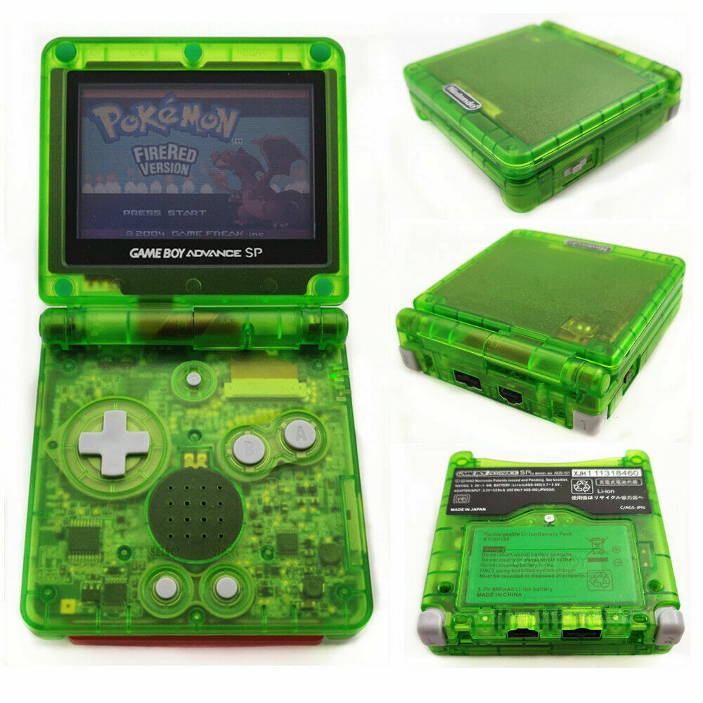 Nintendo Game Boy Advance GBA SP Transparent Clear Green System AGS 001