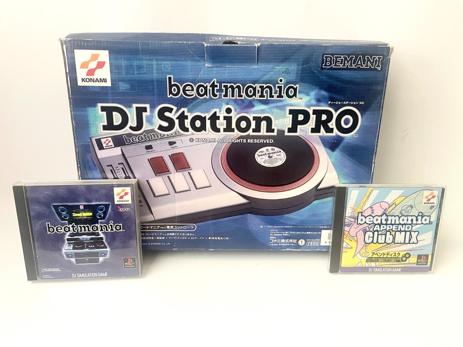 Konami beatmania DJ Station Pro Controller for PS1 Boxed with 2 Rhythm Games