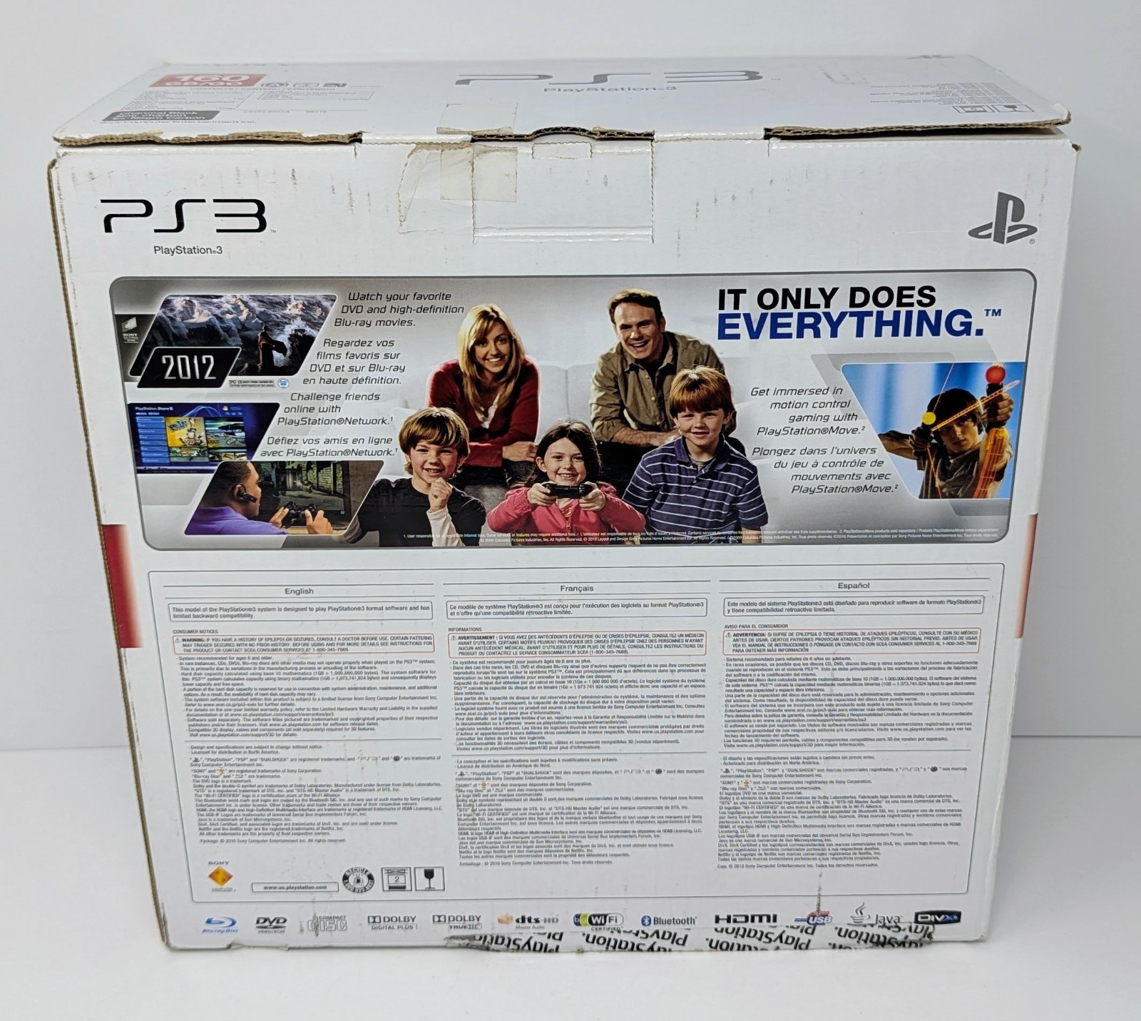 PlayStation 3 PS3 Slim 160GB Console CECH-2501A Bundle w/ Box & 3 Games!