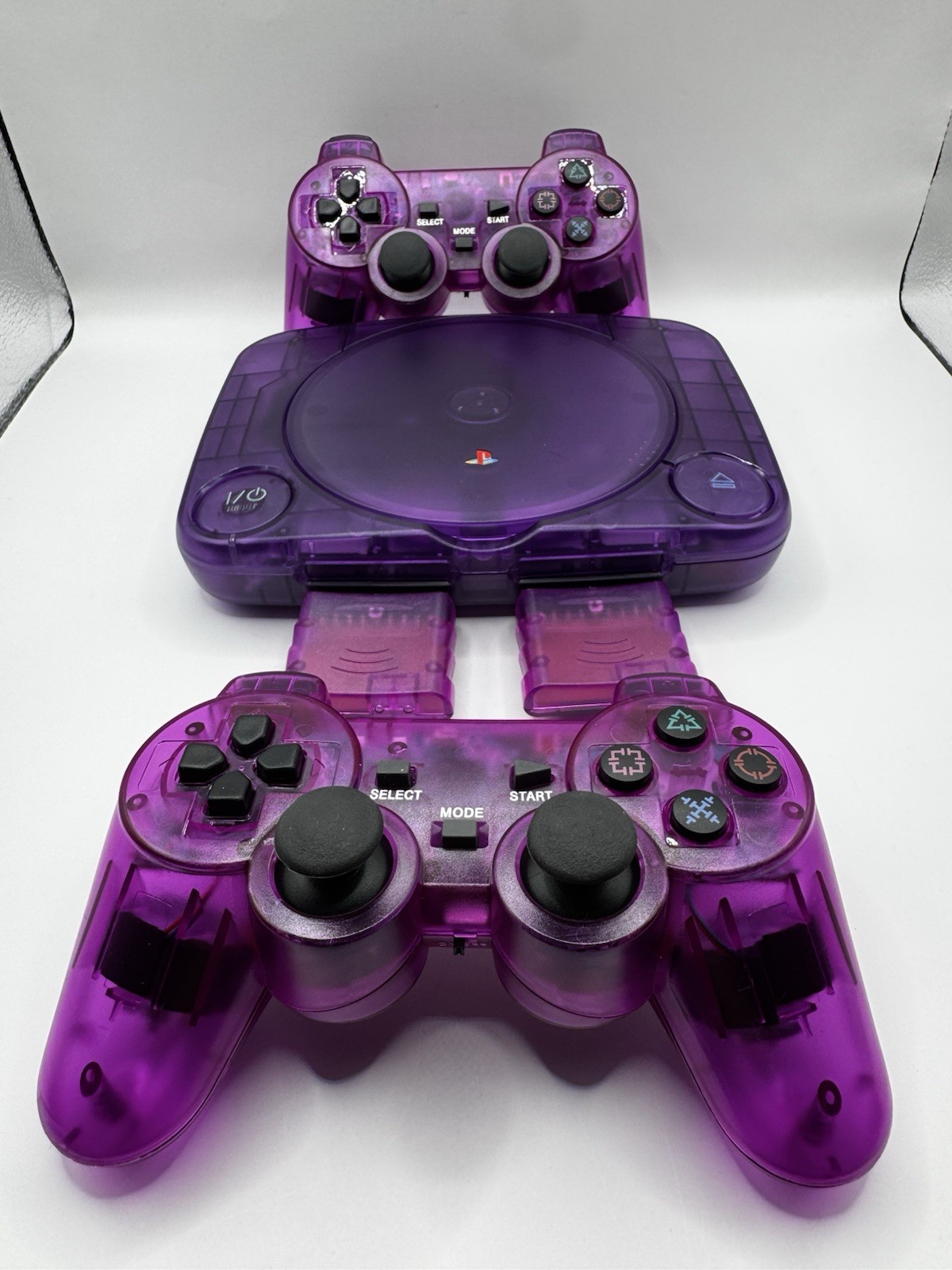 Sony Playstation 1 PS1 Slim Console Transparent Purple W/ Power & AV Cable