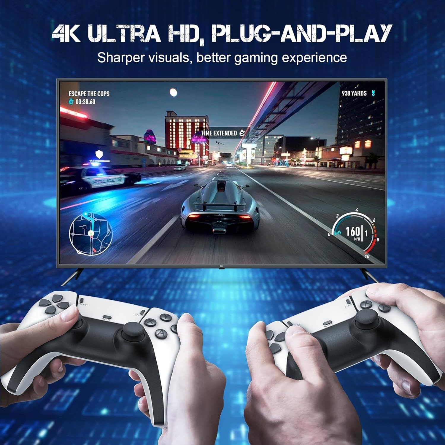 4K HDMI TV Game Stick Built-in 128GB 30000+ Video Games Console Wireless Gamepad