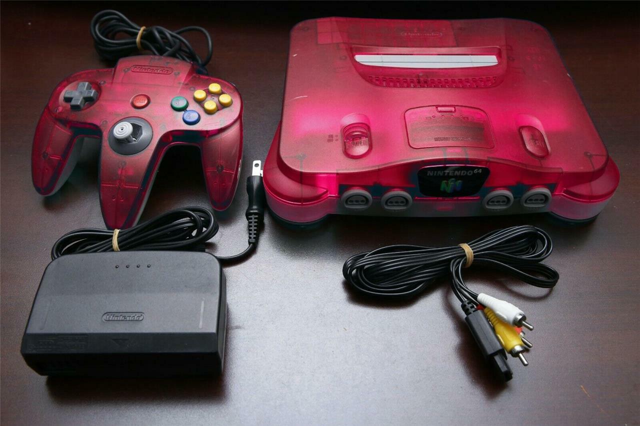 Nintendo 64 Console Clear Red Color Japan N64 system US Seller