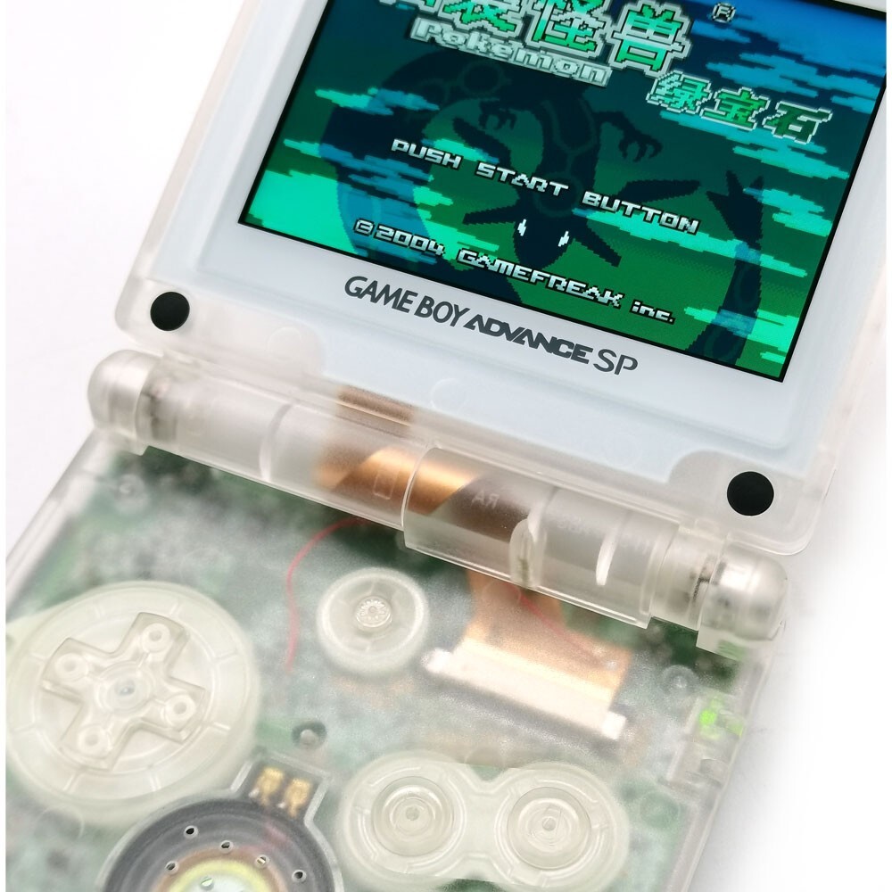 Clear White Gameboy GBA SP V5 IPS Laminated Screen Console 720×480 Retro Pixel
