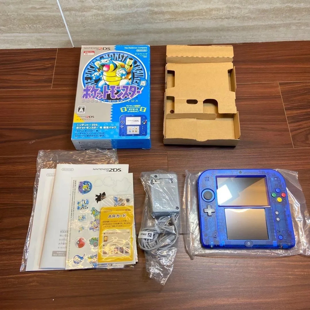 Nintendo 2DS Pokemon Blue 4141 Box Charger Stylus Instruction Manual Included