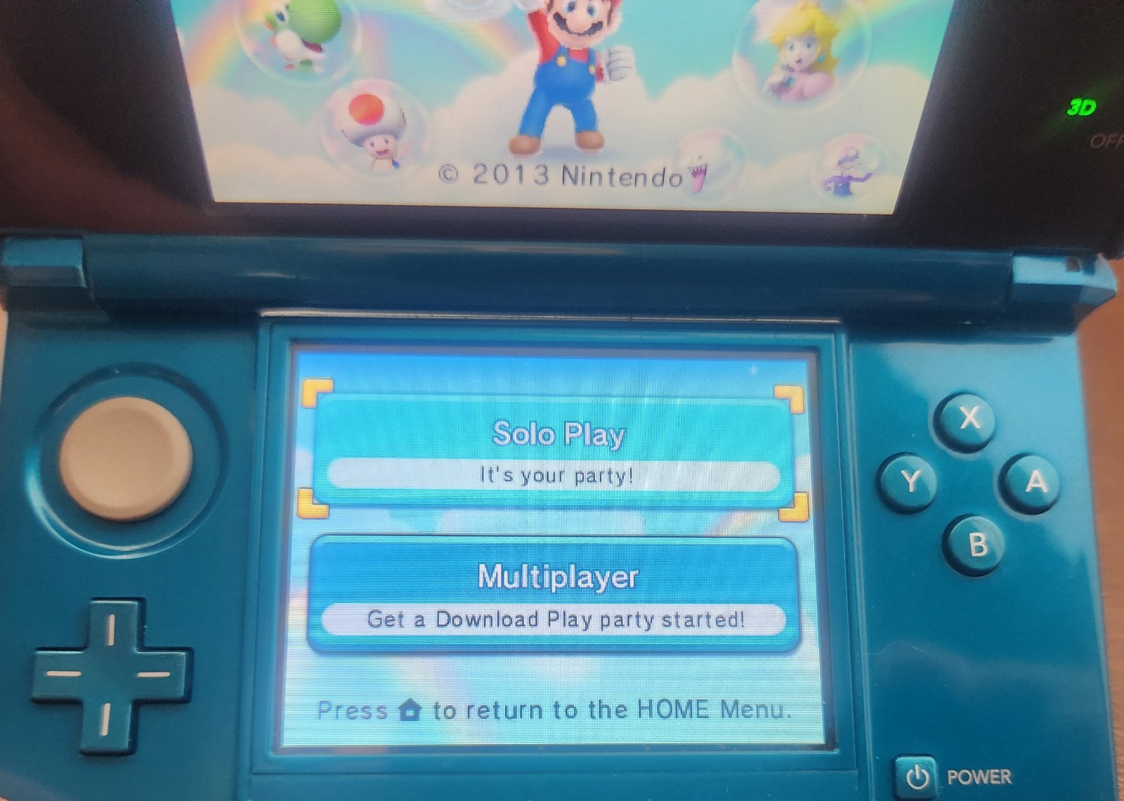Nintendo 3DS Handheld System (CIB) – Aqua Blue NO Stylus, With Mario Party Game