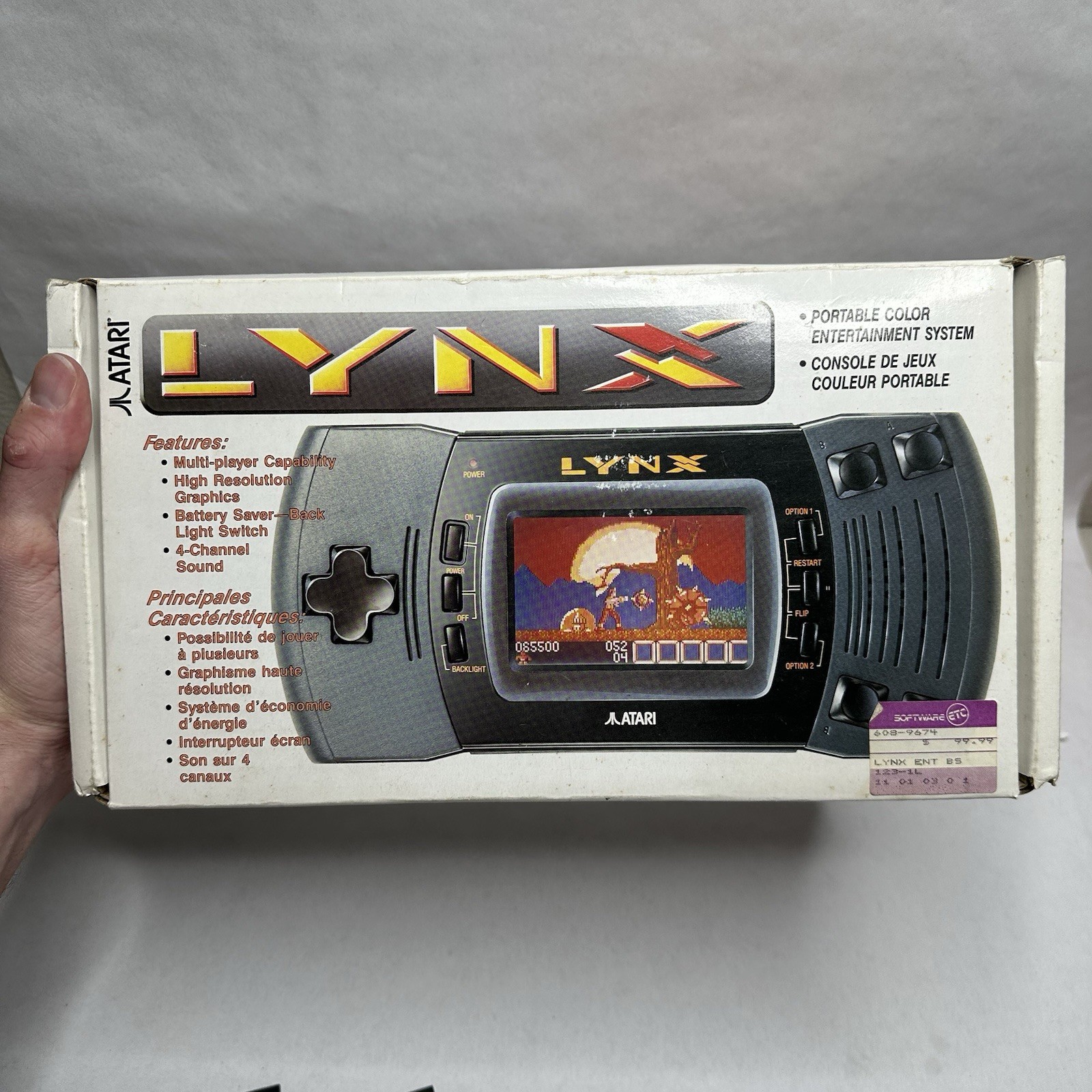 Atari Lynx Gaming System with Original Box Tested and Games Power Cord READ