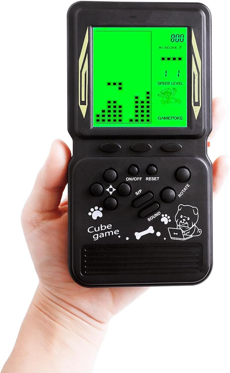 Retro Brick Game Console Large Screen with Green Backlight Built-In 23 Multi-Mod