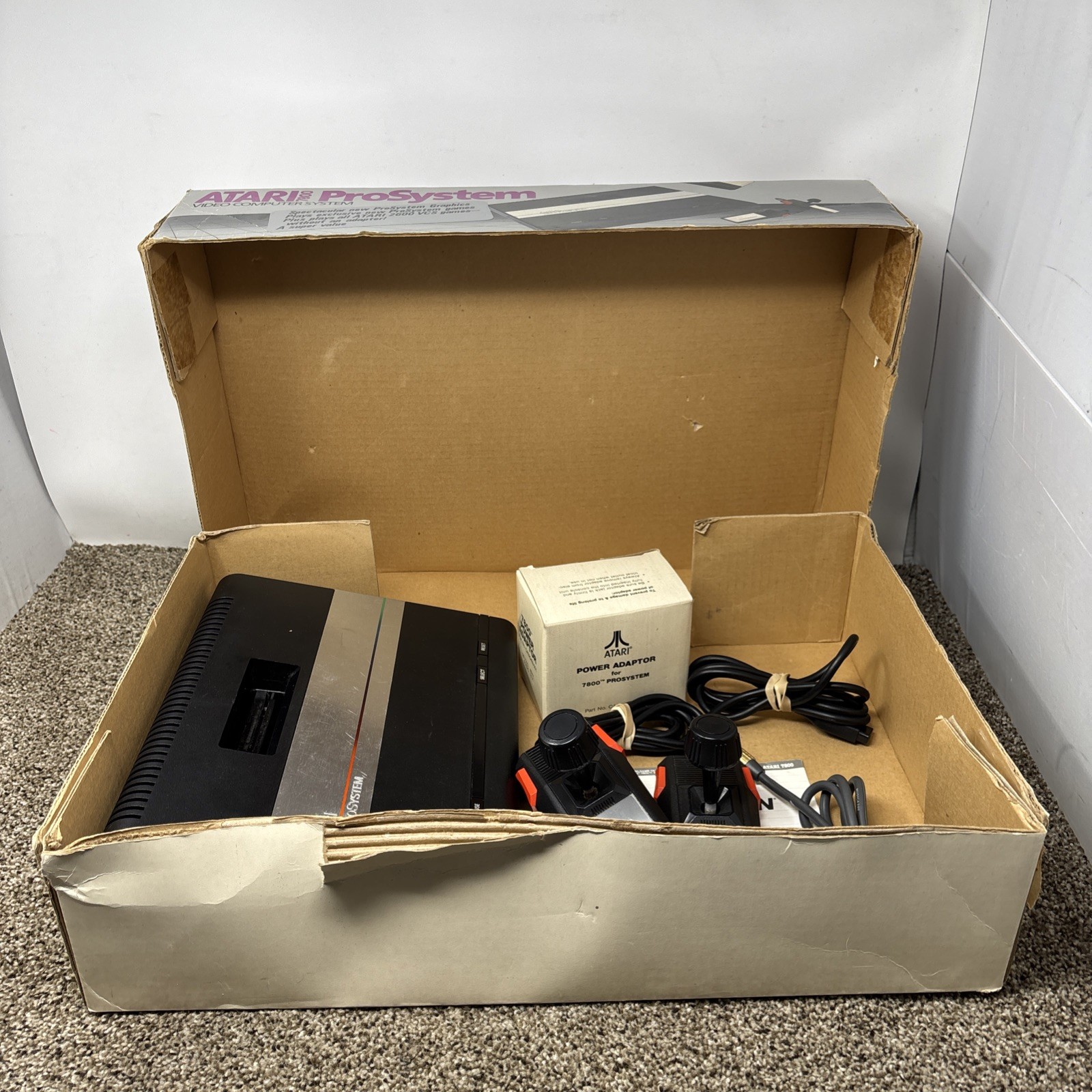 Atari 7800 Video Game Console With Controllers Game TESTED Bundle Lot In Box