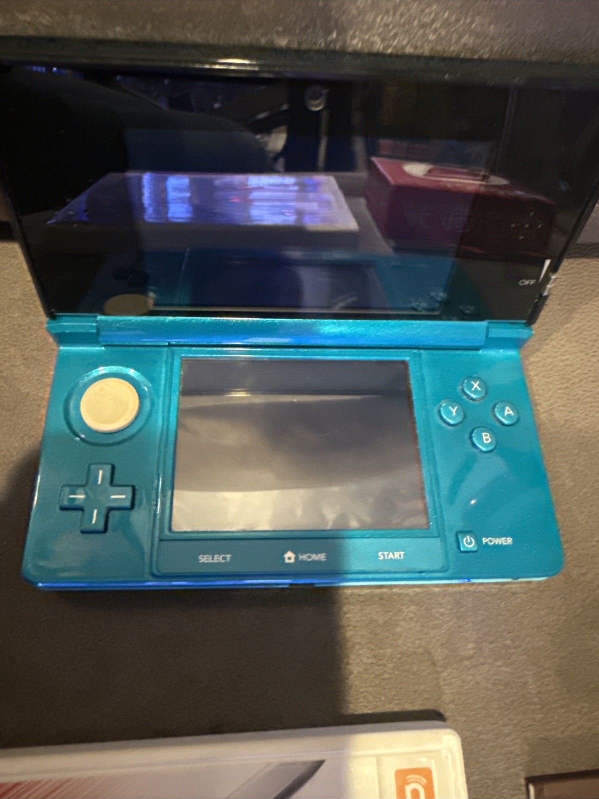 Nintendo 3DS Original Aqua Blue Teal System & Super Smash Brothers Game Charger