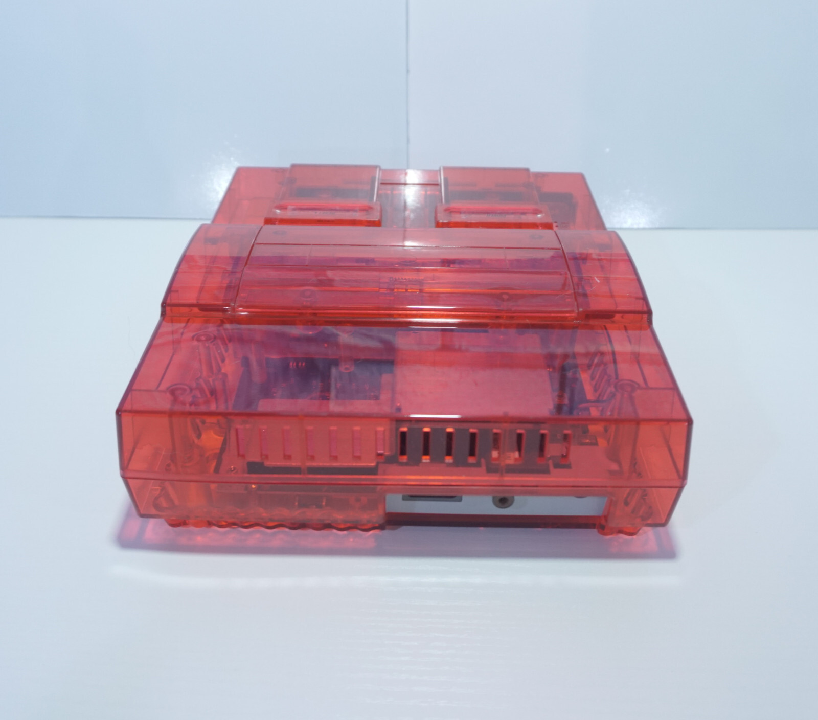 Transparent Clear Red Super Nintendo SNES Retro Video Game Console SNS-001