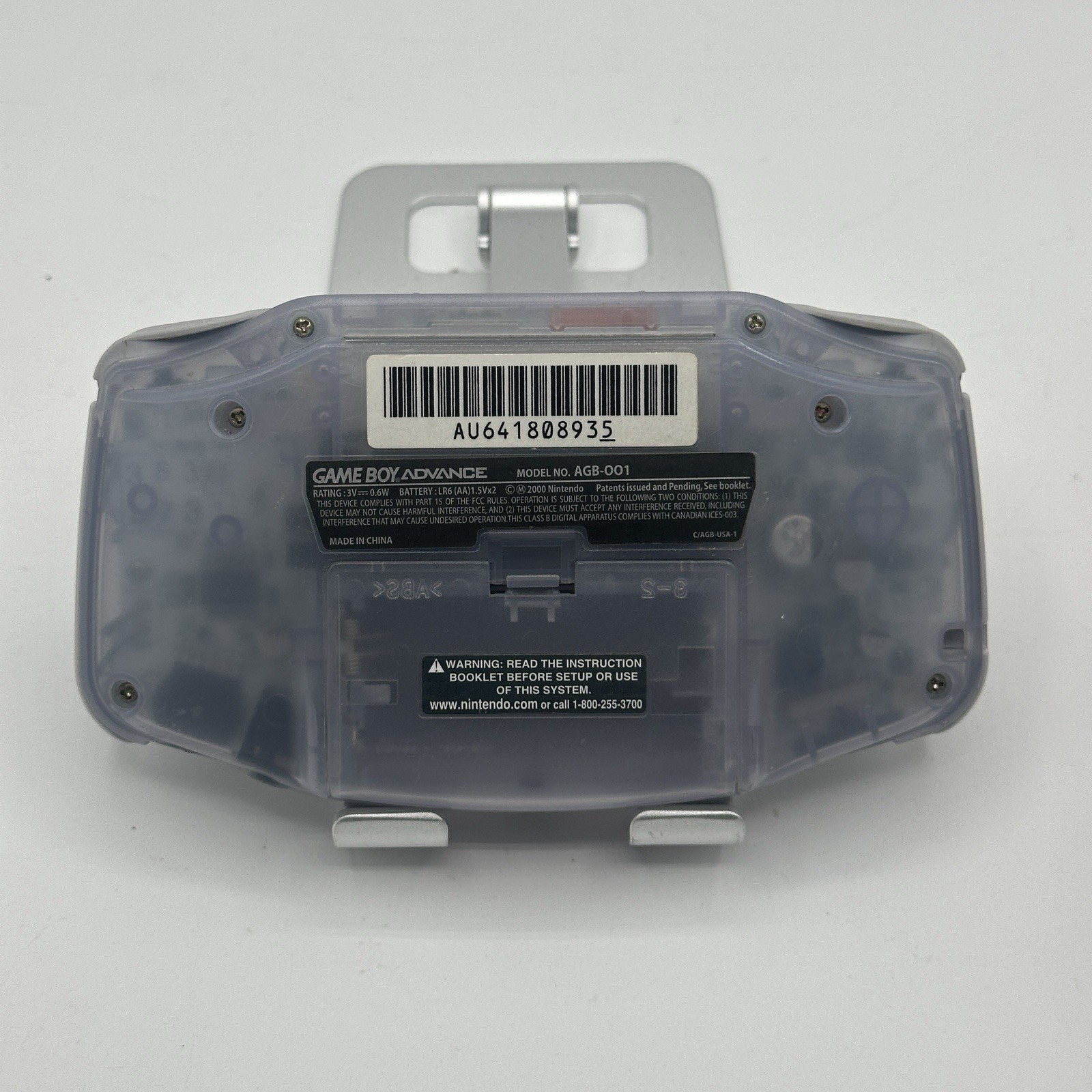Nintendo Game Boy Advance Console System Clear Glacier Works No Battery Cover