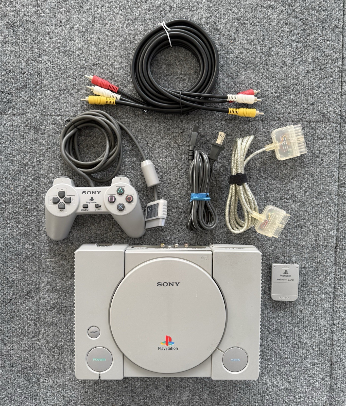 Sony PlayStation PS1 SCPH-1001 Console Bundle OEM Controller Memory Card Tested