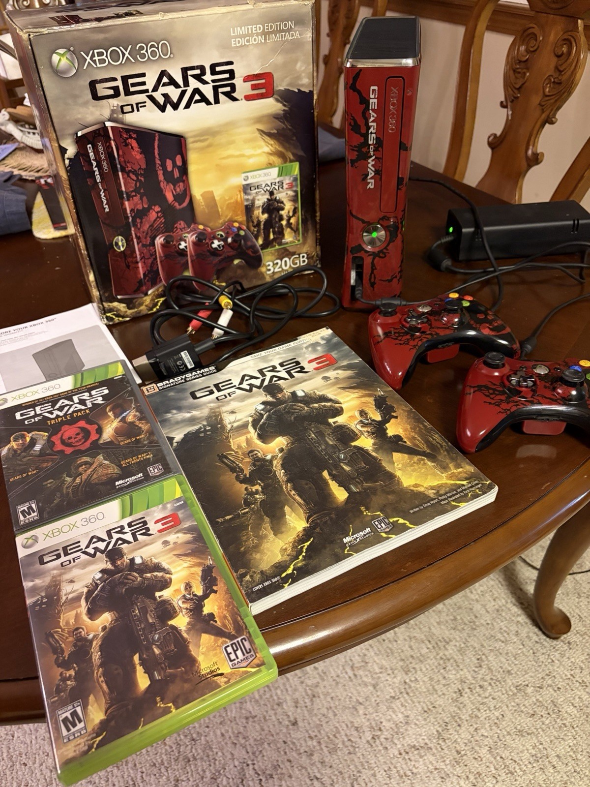 Limited Edition Gears of War 3 320GB Xbox 360 with Box, Game Guide, & Triple PAC