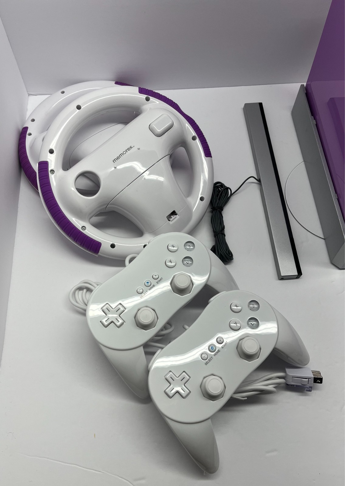 Nintendo Wii Purple Console Bundle + Wii Remotes + GC Controllers + Cables