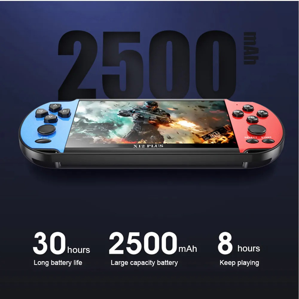 Retro Handheld Games Player X12 Plus Built-in 10000games Portable 7» e-book VX