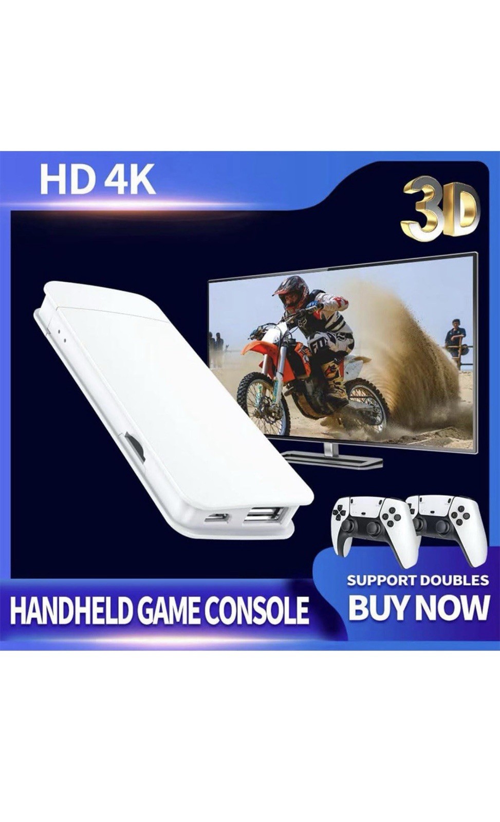 4K HD Handheld Game Console White Black Wi-Fi 3D Audio HDMI USB 4K UHD