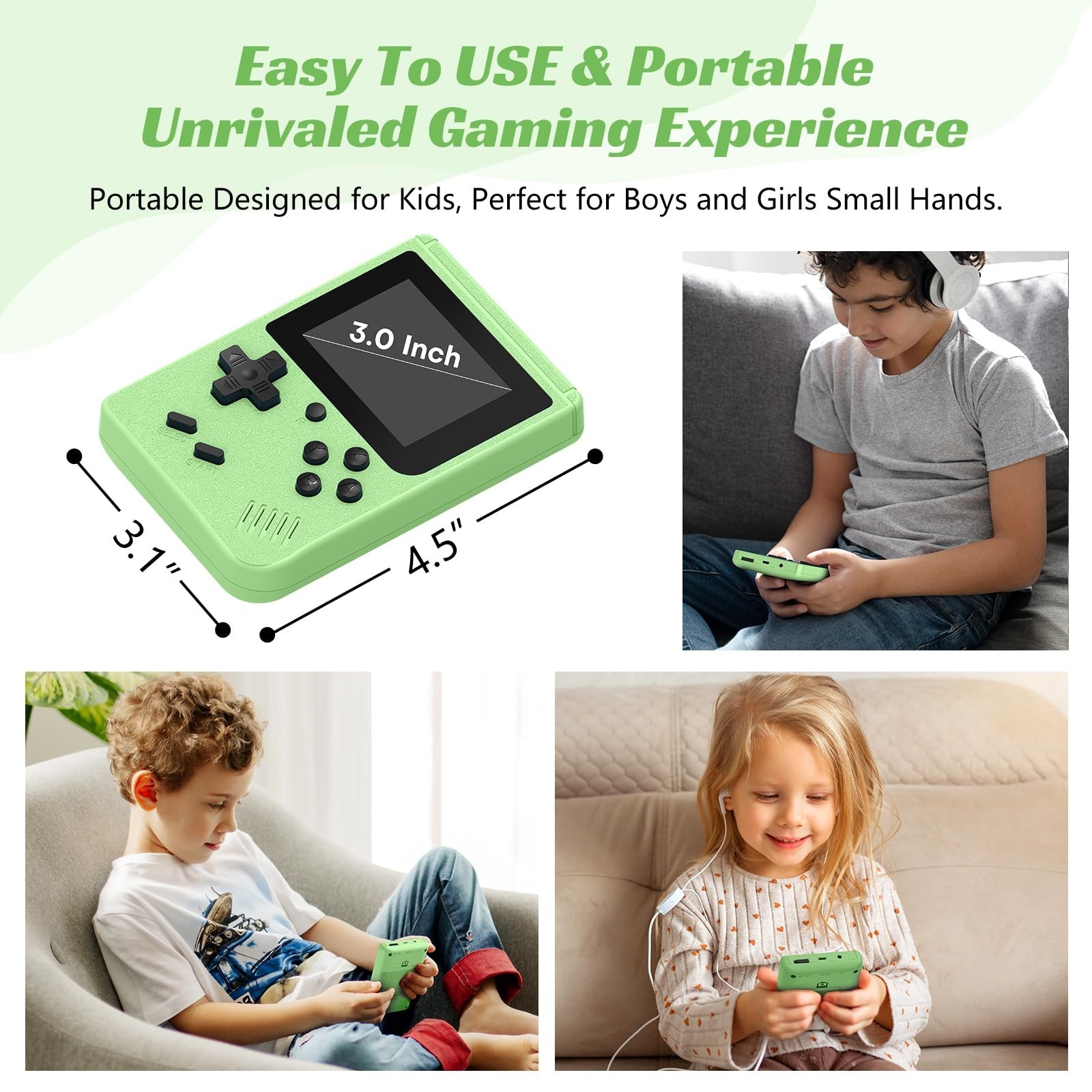 Portable Retro Handheld Game Console, 400 Built-in Games, 3.0″ IPS Screen, Recha