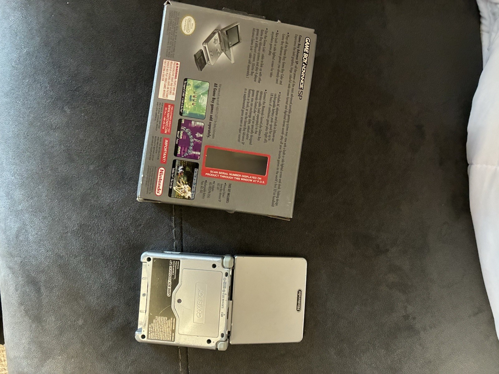 Gameboy Advance SP Silver With Box Battery Needs Replace!