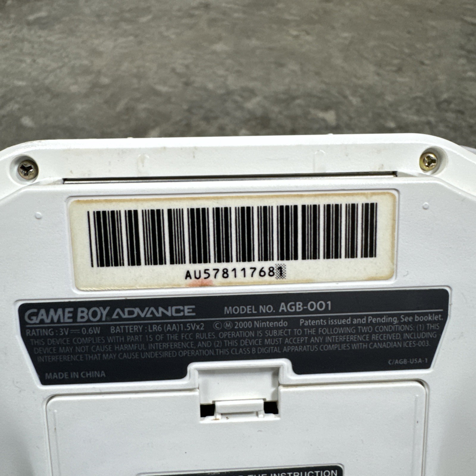 Nintendo Game Boy Advance GBA Handheld Console (AGB-001) White + Case Tested