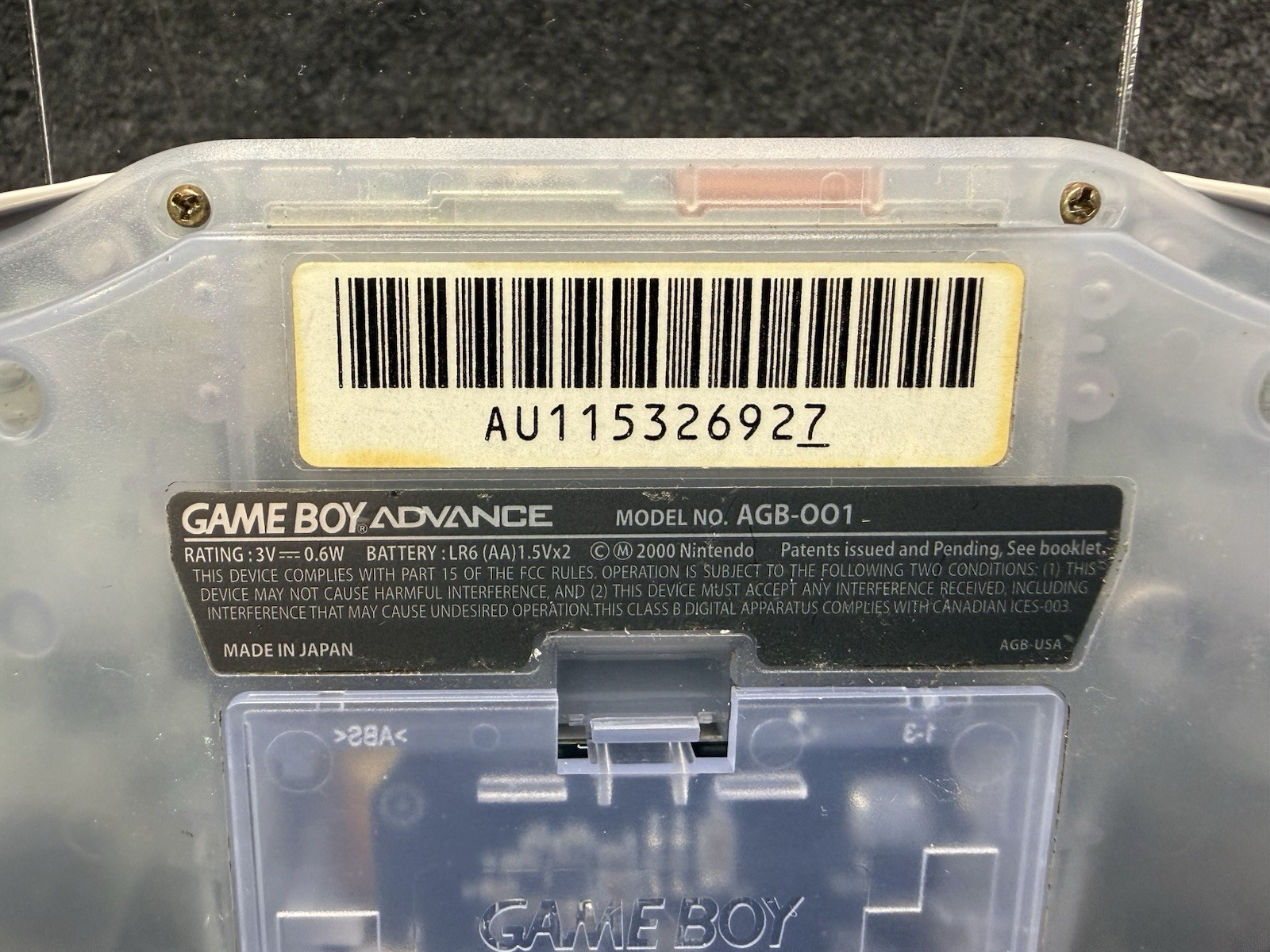 Nintendo Game Boy Advance – Clear Glacier Shell | USB-C Rechargeable Battery