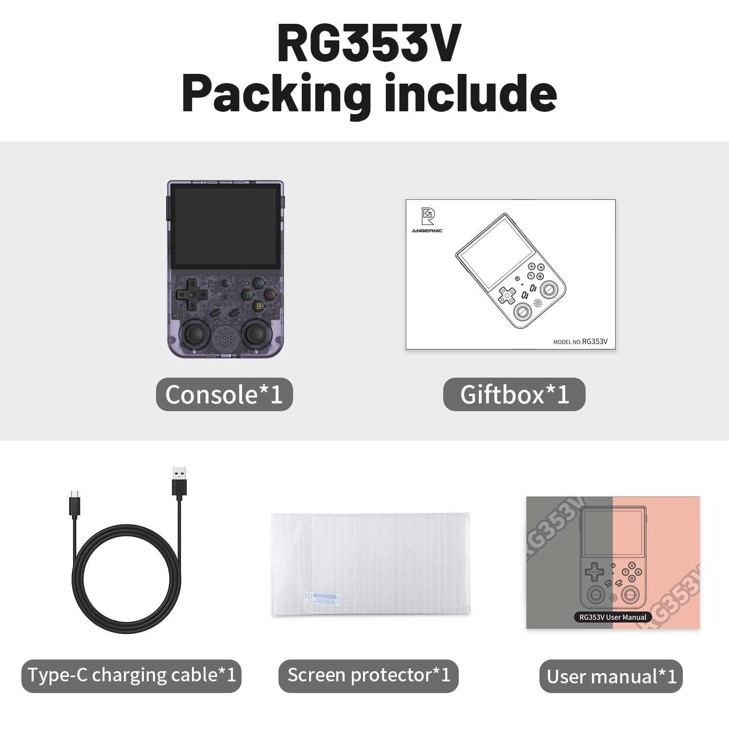 RG353V Retro Handheld Game with Dual OS Android 11 and Linux,RG353V with 64G …