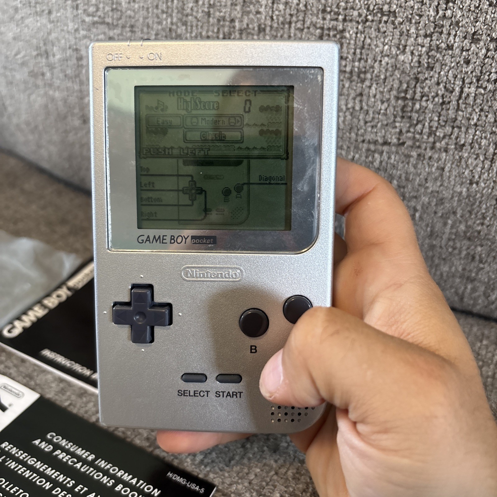 Nintendo Game Boy Pocket MGB-001 Silver Portable Handheld Console Works W/ Game