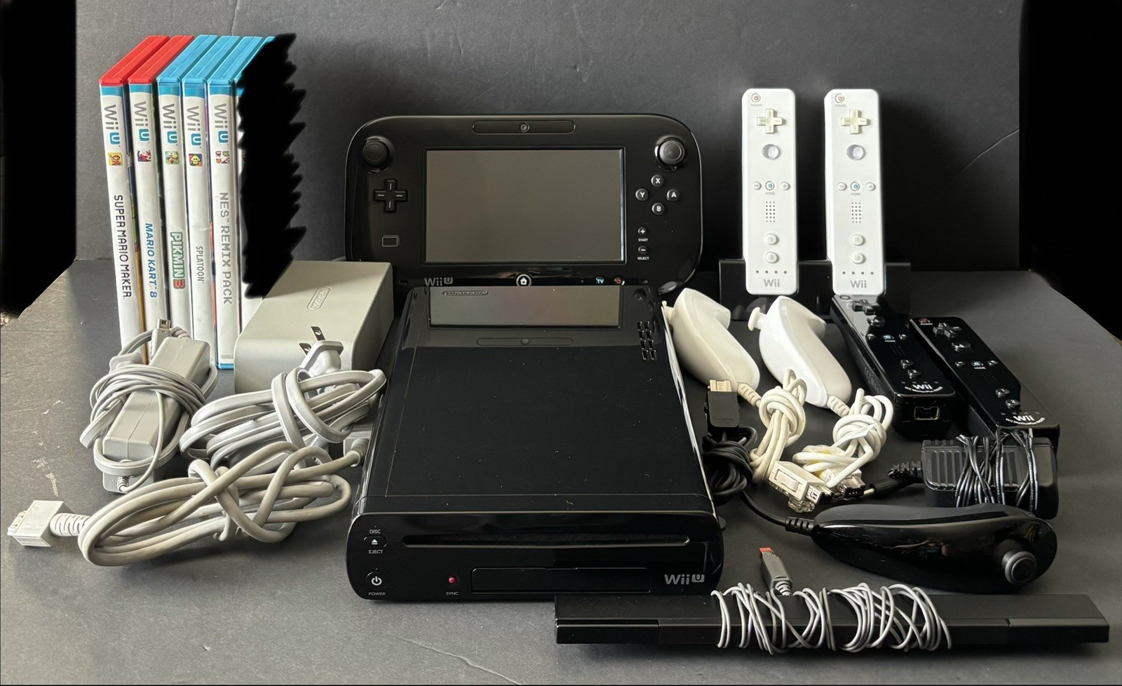 Tested Nintendo Wii U 32GB Console, 5 Games, Controllers, All Cords, HDMI Cord