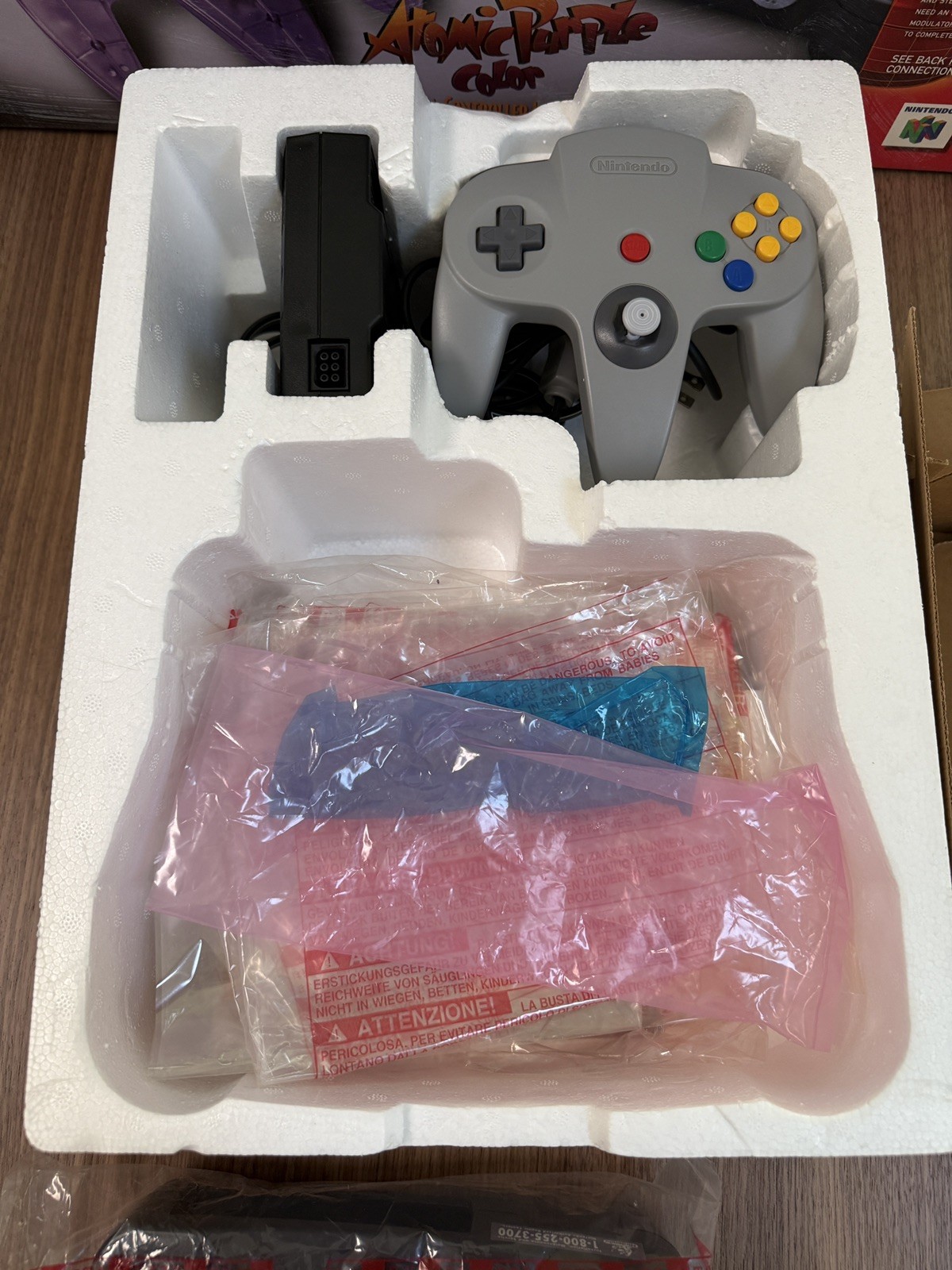 Nintendo 64 N64 Console Complete In Box CIB W/ Atomic Purple Controller Tested