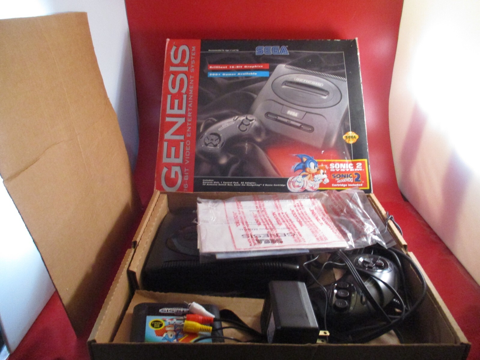Sega Genesis Model 2 Console Box Controller Cord Sonic Hedgehog 2 System Manual