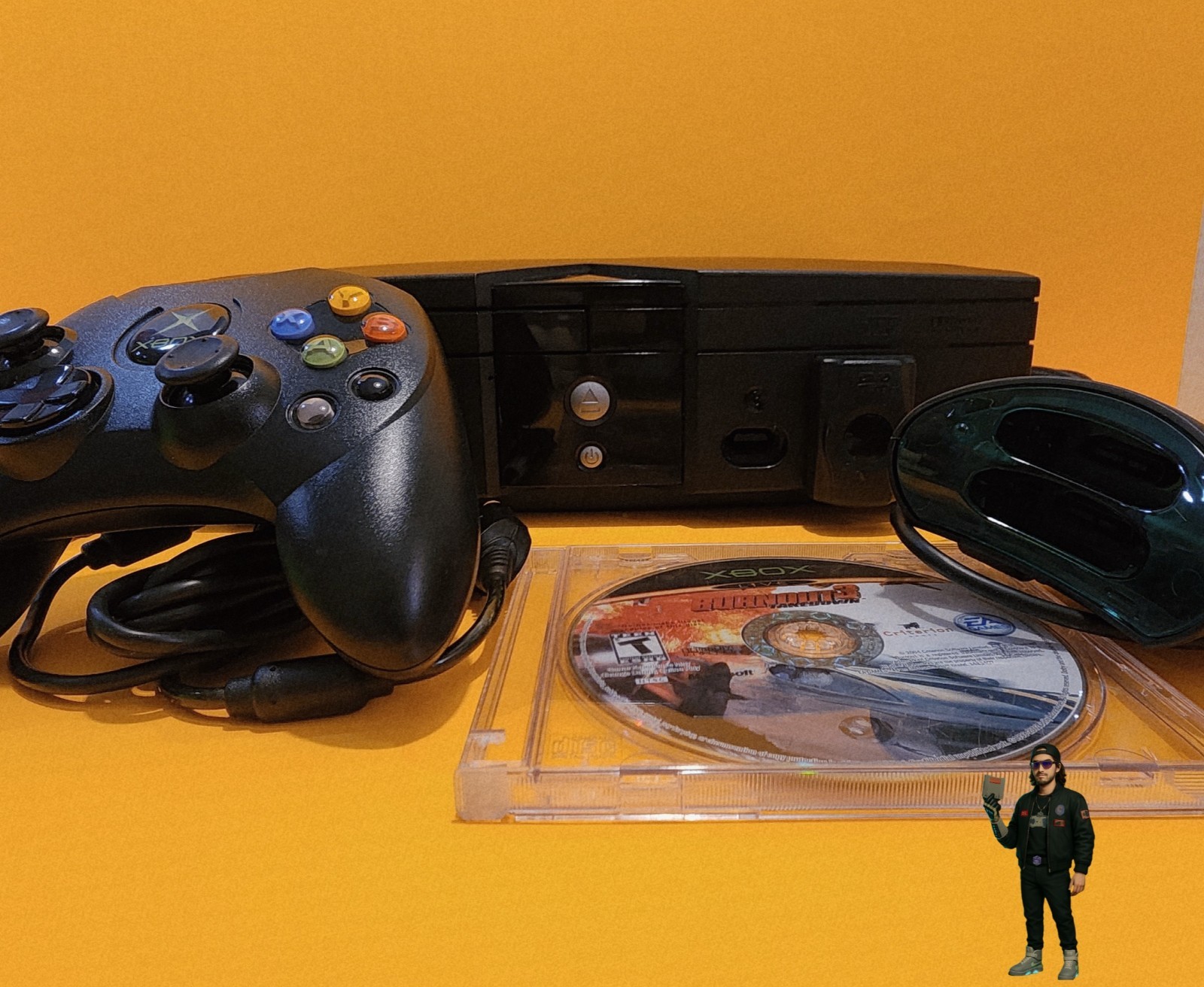 Original Xbox Console Tested DVD Logitech Wireless Adapter Controller Burnout 3