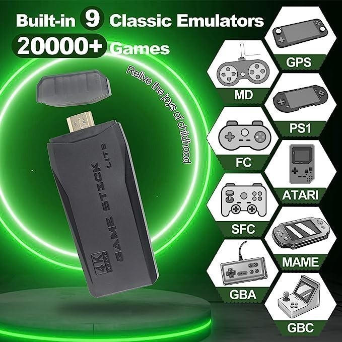 M8 Game Console Built-In 20000 + 64GB Two-Person Wireless Controller 2.4G Stick