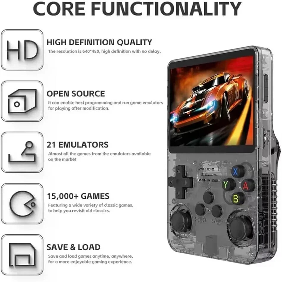 R36S Retro Video Games Console Portable 64GB Open Linux 3.5″ IPS Screen Handheld
