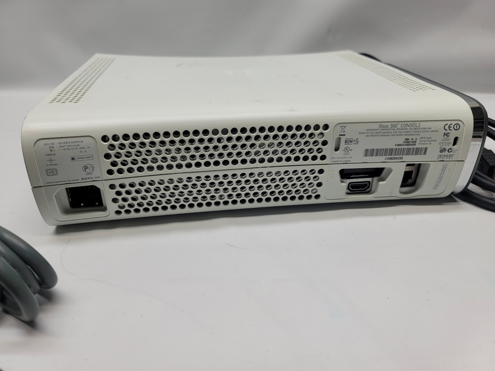 Microsoft Xbox 360 Pro 14GB Console Matte White w/ Cords NO Controller Tested