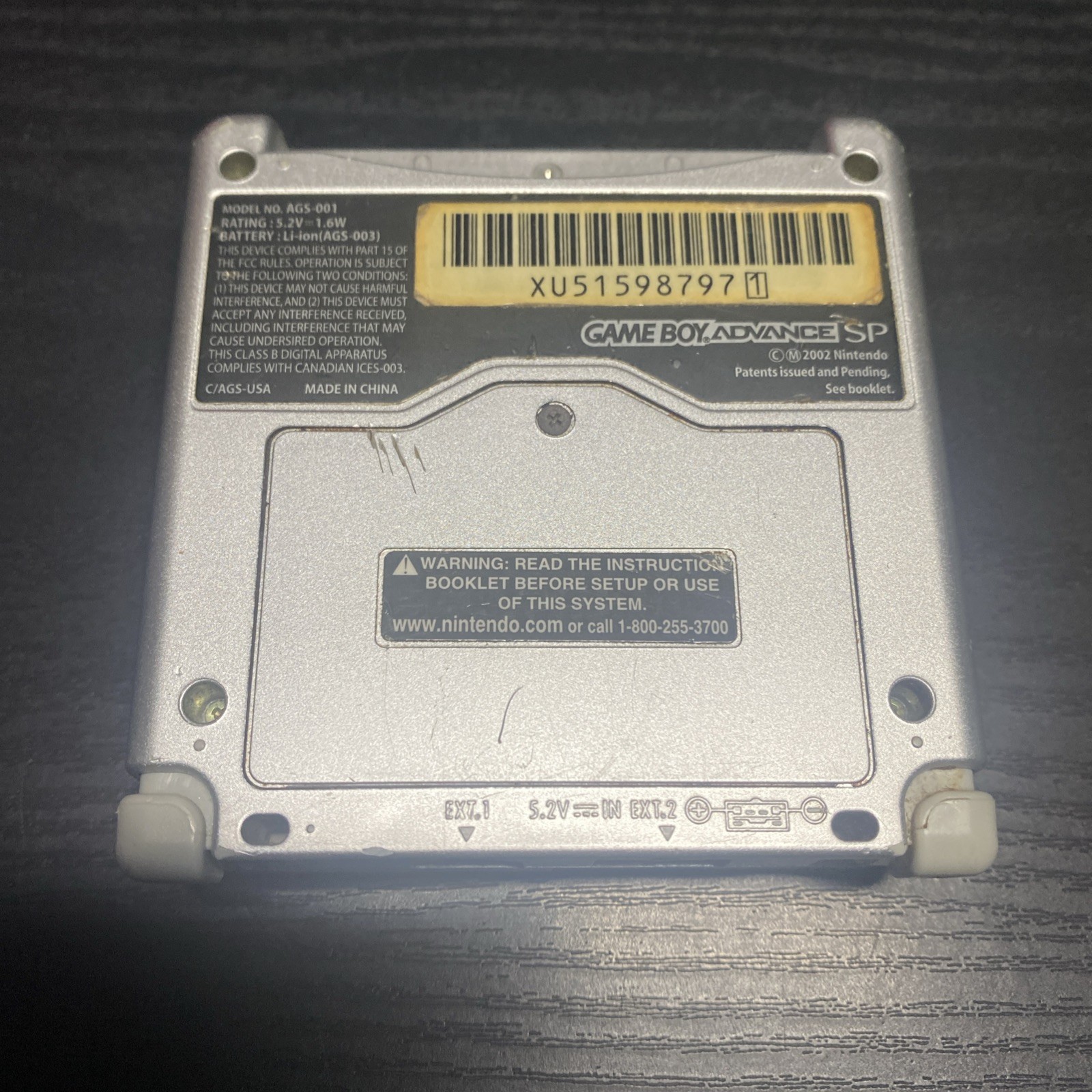 Nintendo Game Boy Advance SP Handheld System – Silver – Tested!
