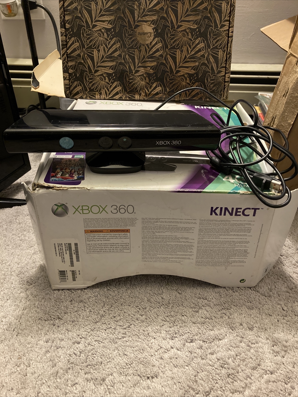 Microsoft Xbox 360 S 4GB Kinect Bundle (1439/1414) In Box With Game Tested