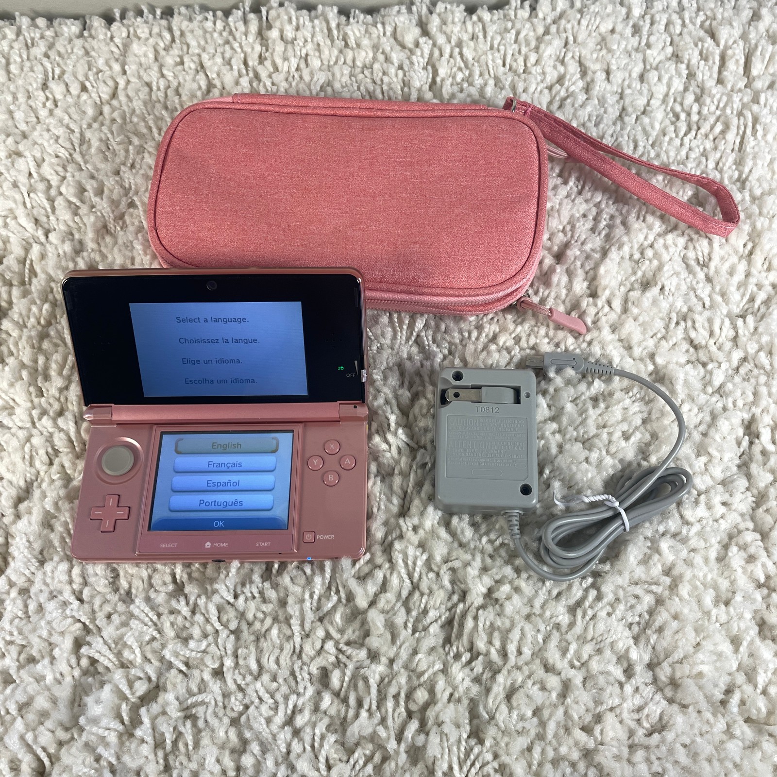Nintendo 3DS Pearl Pink Handheld Handheld Console System CTR-001 Tested