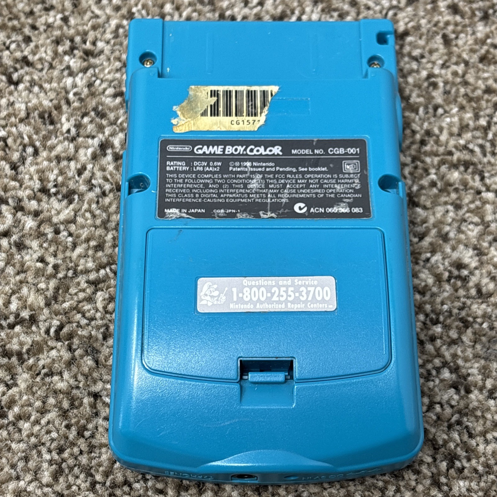 Nintendo Game Boy Color Handheld Game Console Teal Blue Tested