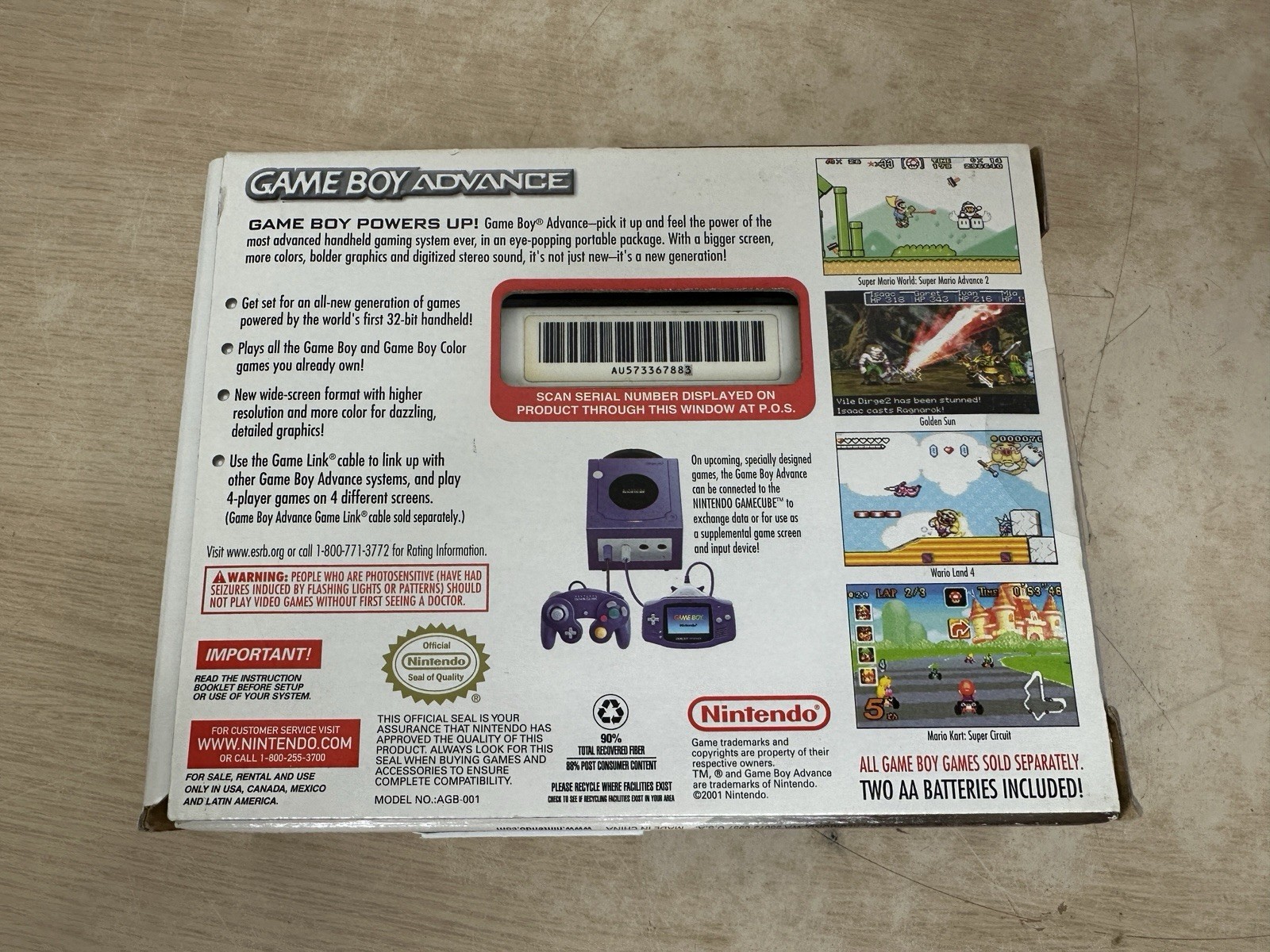 Nintendo Game Boy Advance AGB-001 Arctic White GBA Complete in Box CIB – WORKS!