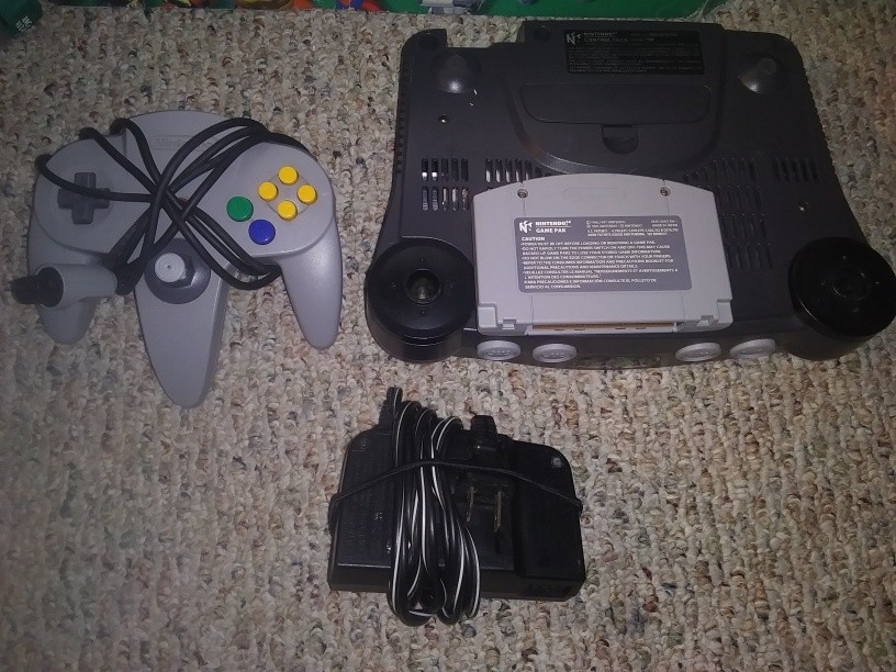 Nintendo 64 Console + Controller w Mario Kart, Box, Styrofoam Vintage N64 System