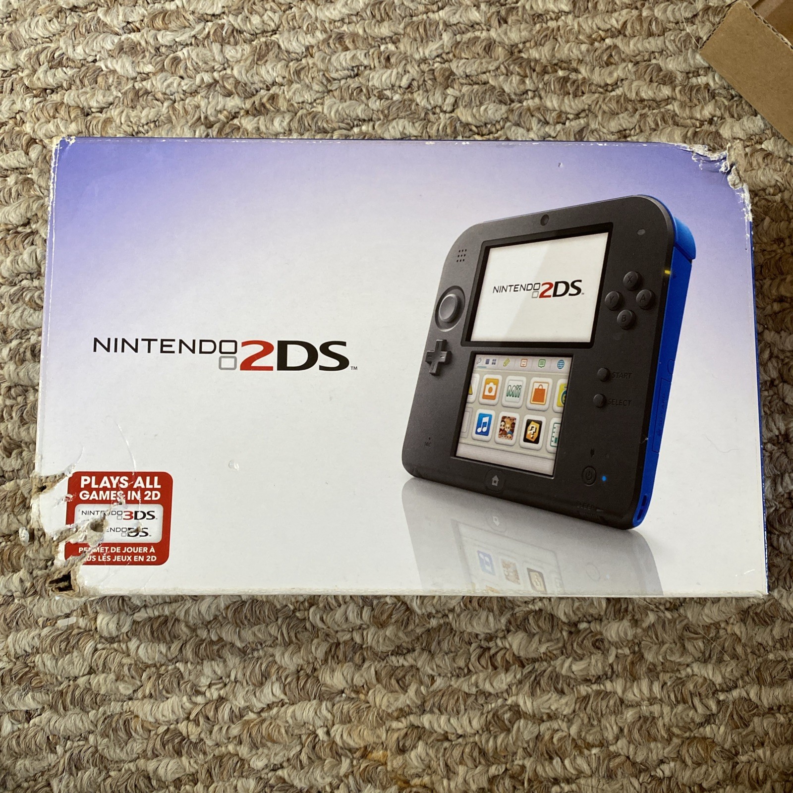 Nintendo 2DS Handheld Game Console FTR-001 Blue Black In Box Tested Charger