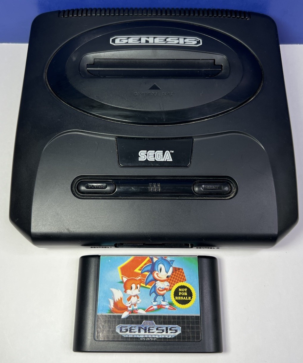 SEGA Genesis MK-1631 Console Bundle 1 Controller 1650 Power AV & Sonic 2 TESTED