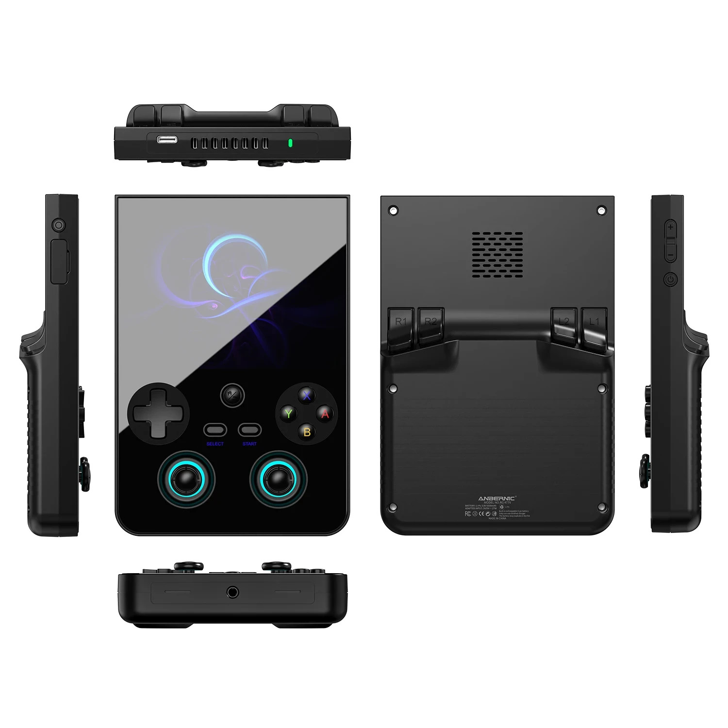 Black ANBERNIC RG 477V Retro Game Console Android 4.7″ 64GB