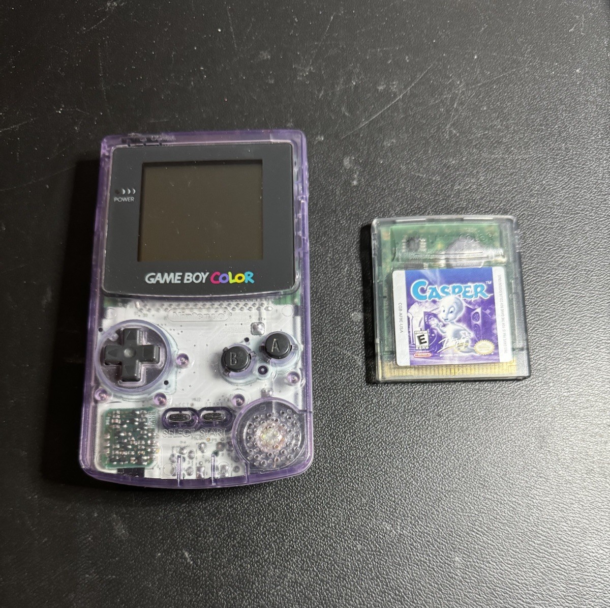 Nintendo Game Boy Color Atomic Purple W/ Game Casper Tested Works Great