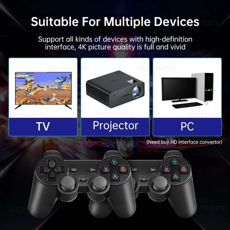 Video Game Console Built-in 20000 Games Wireless Controller TV Game Stick 4K HD