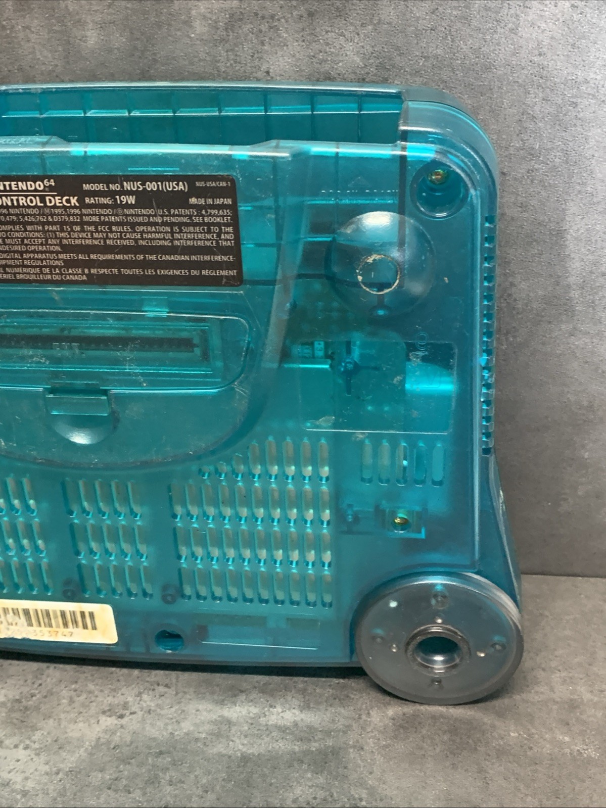 Nintendo 64 Funtastic Ice Blue Console Only RESET BUTTON DOES NOT WORK Read N64