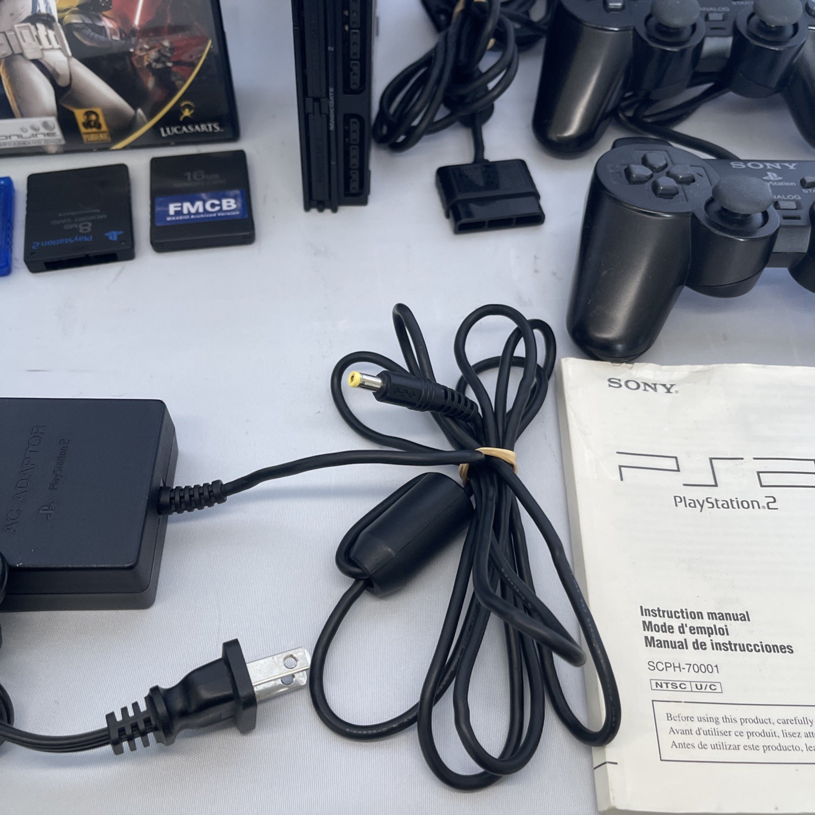 🔥TESTED Sony PlayStation 2 PS2 Slim SCPH-75001 Console System OEM + BUNDLE FMCB